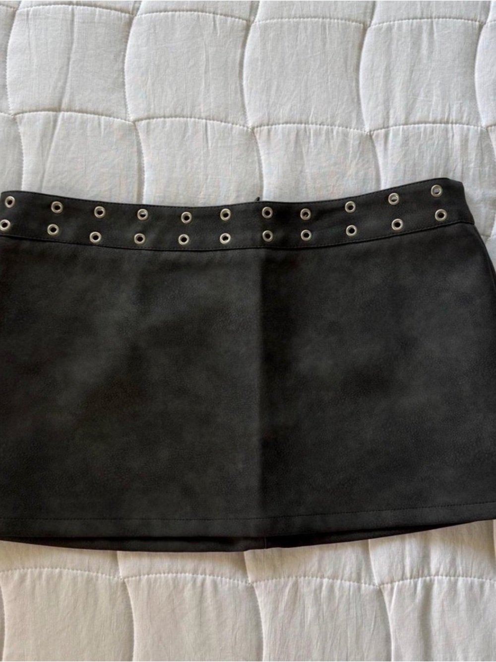 Y2K Black Eyelet Waist Mini Skirt